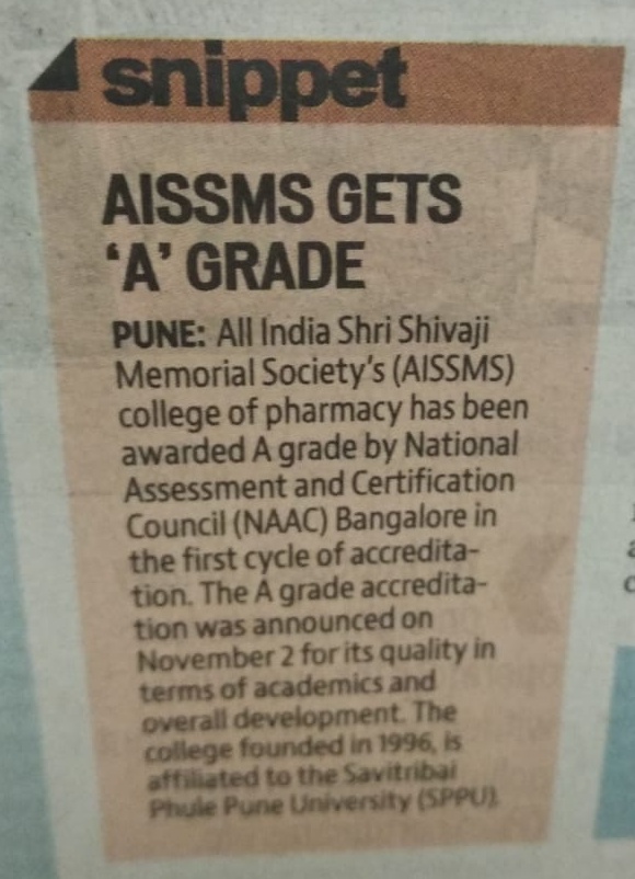 Accreditation by NAAC published in newspaper- Hindustan Times on 16th November 2018